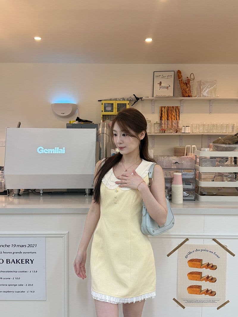 2026 품격 작은 샤넬 스타일 베이비 칼라 민소매 여성 여름 외국 가스 연령 감소 chic 허리 수축 Chic 베이비 칼라 미니 스커트 상세 이미지 5