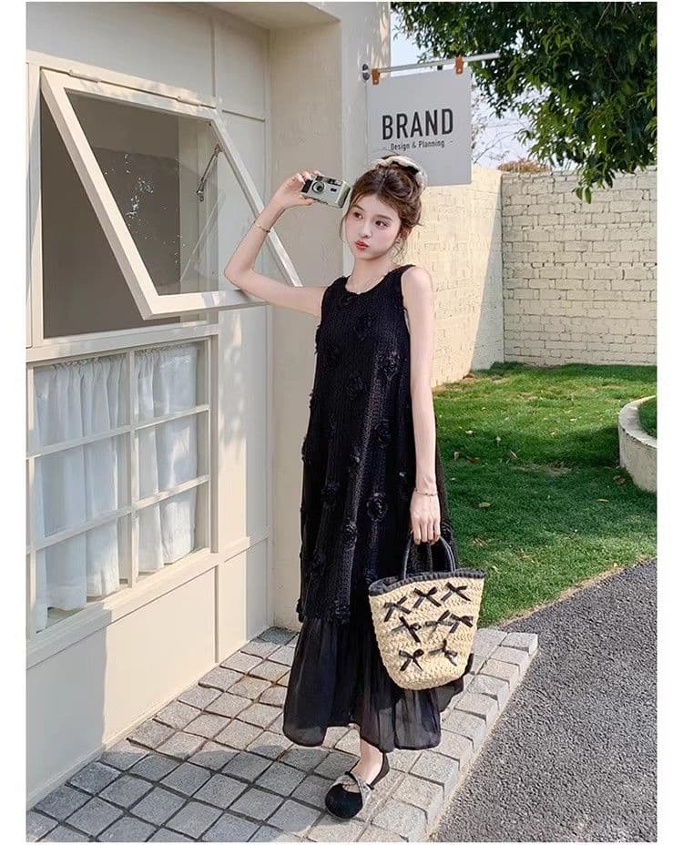 검정색 신제품 슈퍼 잘 생긴 슬립 여성 드레스 여름 도파민 고급 센스 해변가 휴가 해변 조끼 롱 스커트 상세 이미지 16