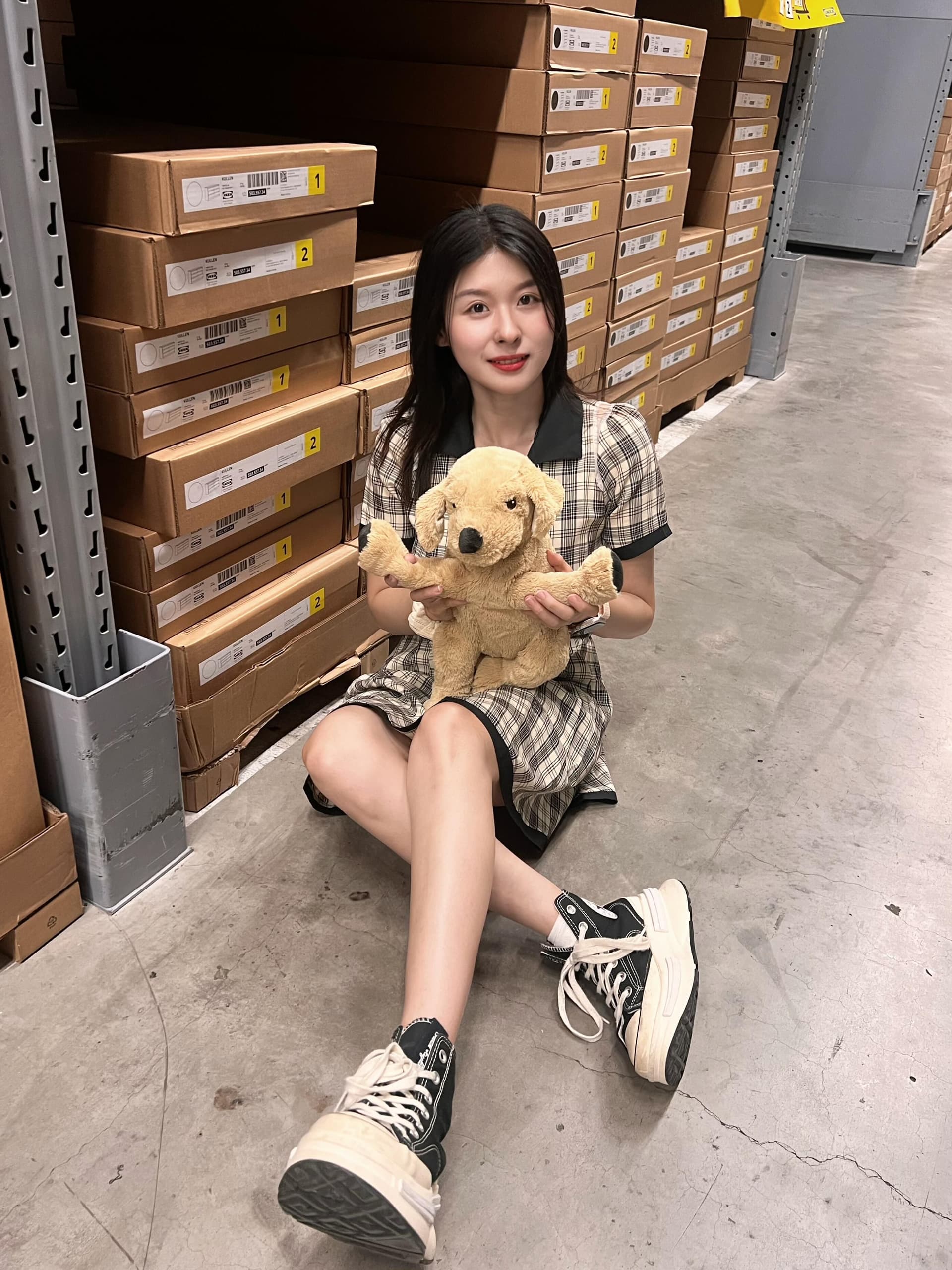 슈퍼 잘 생긴 인기 새로운 체크무늬 디자인 점프 슈트 치마 여성 의류 봄 여름 작은 대중 디자인 센스 미니 스커트 공주 드레스 상세 이미지 2