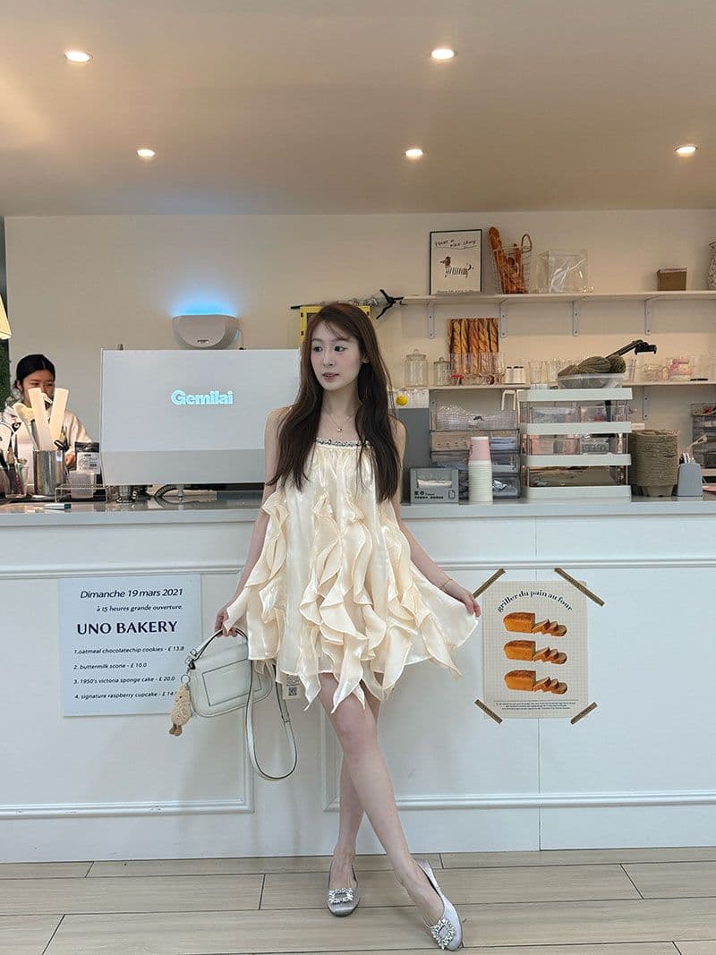 2026 자이언트 잘 생긴 ~ 중 치마 해변가 휴가 바람 슬립 작은 치마 프랑스식 달콤함 핑크색 드레스 여름 여성 이미지 4