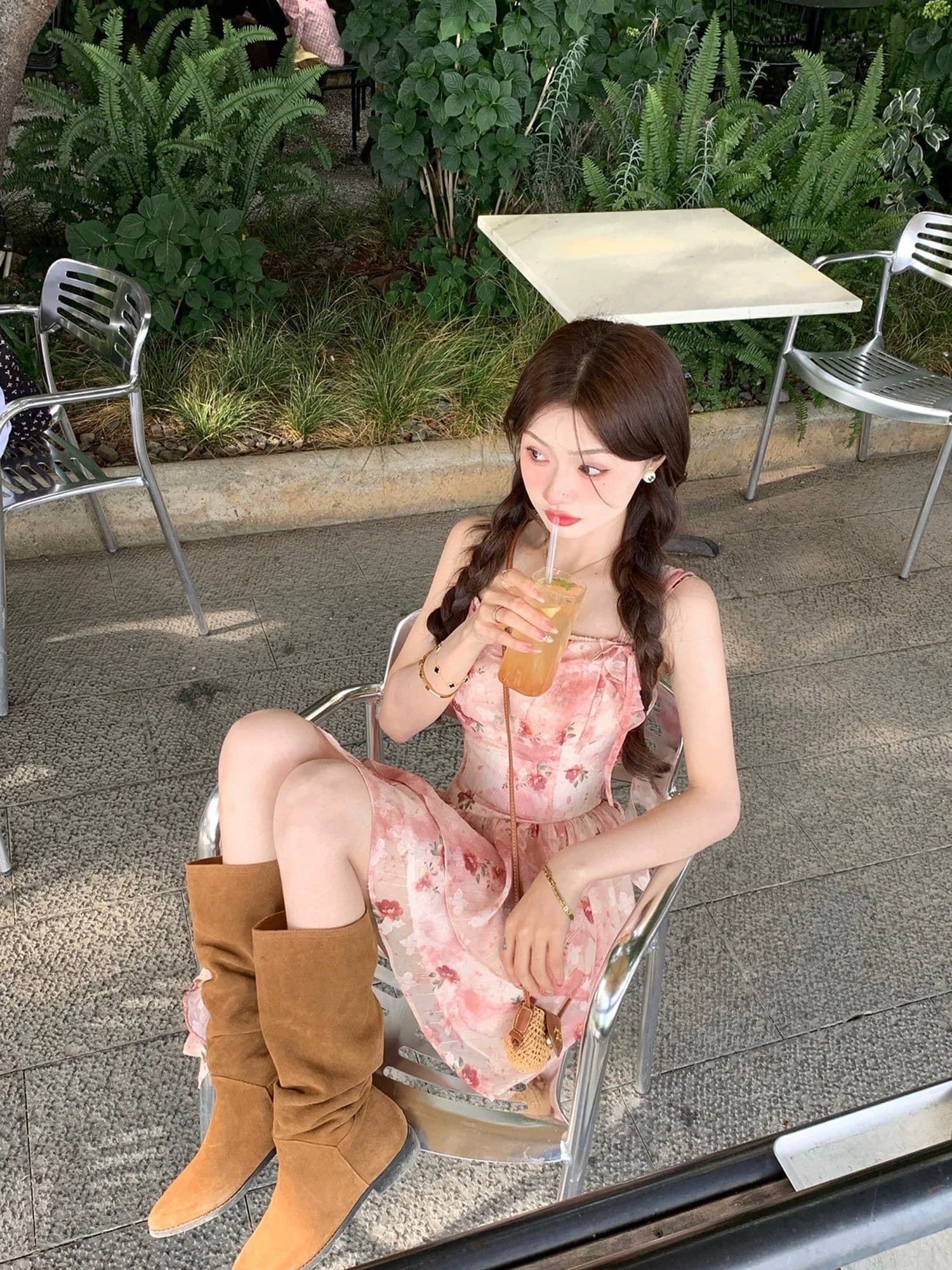 프랑스식 휴가 바람 빨간색 작은 날다 소매 꽃무늬 여성 드레스 여름 작은 키 허리 수축 슬림해 보이는 민소매 섹션 여성 의류 상세 이미지 10