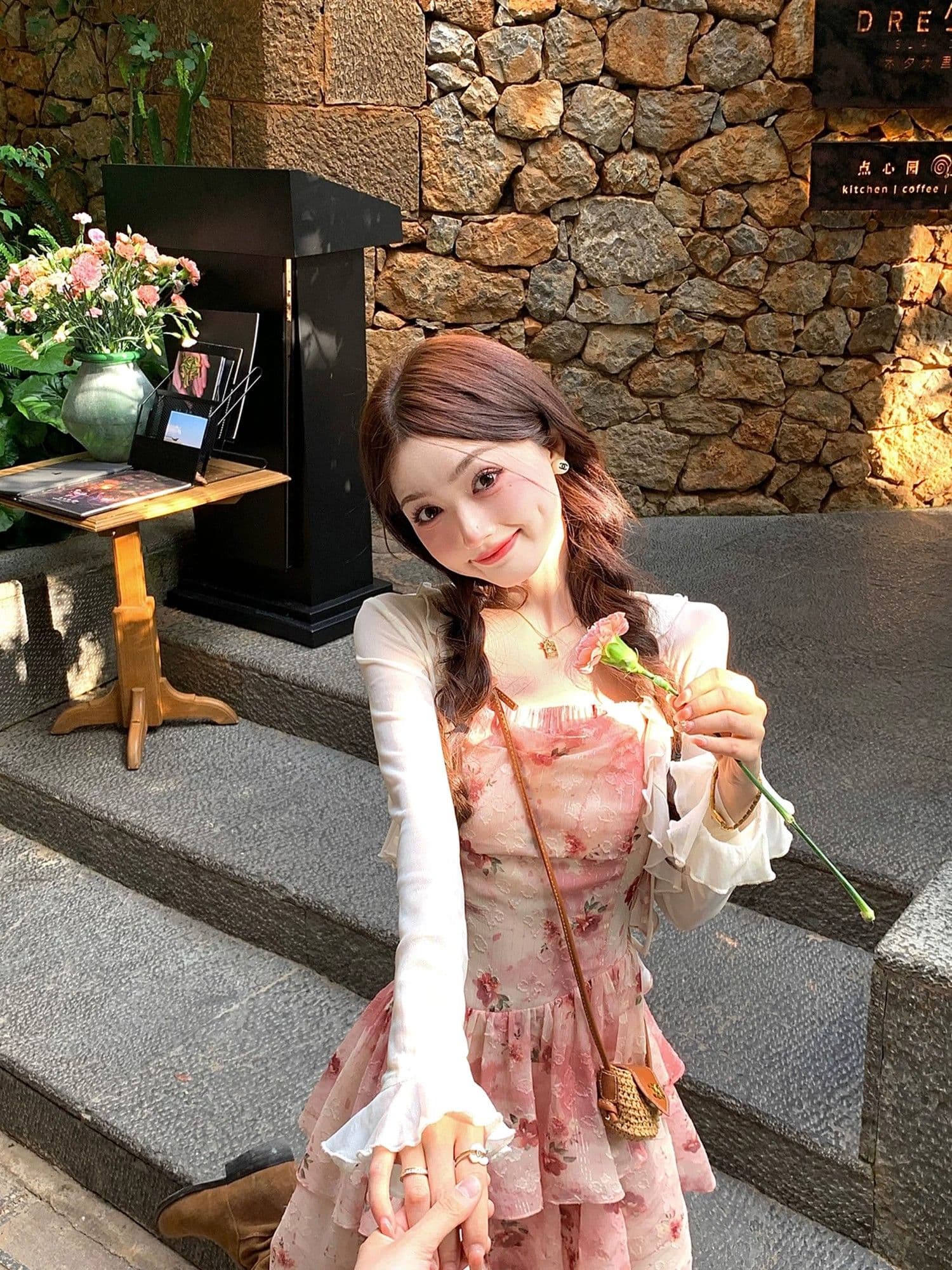 프랑스식 휴가 바람 빨간색 작은 날다 소매 꽃무늬 여성 드레스 여름 작은 키 허리 수축 슬림해 보이는 민소매 섹션 여성 의류 상세 이미지 24