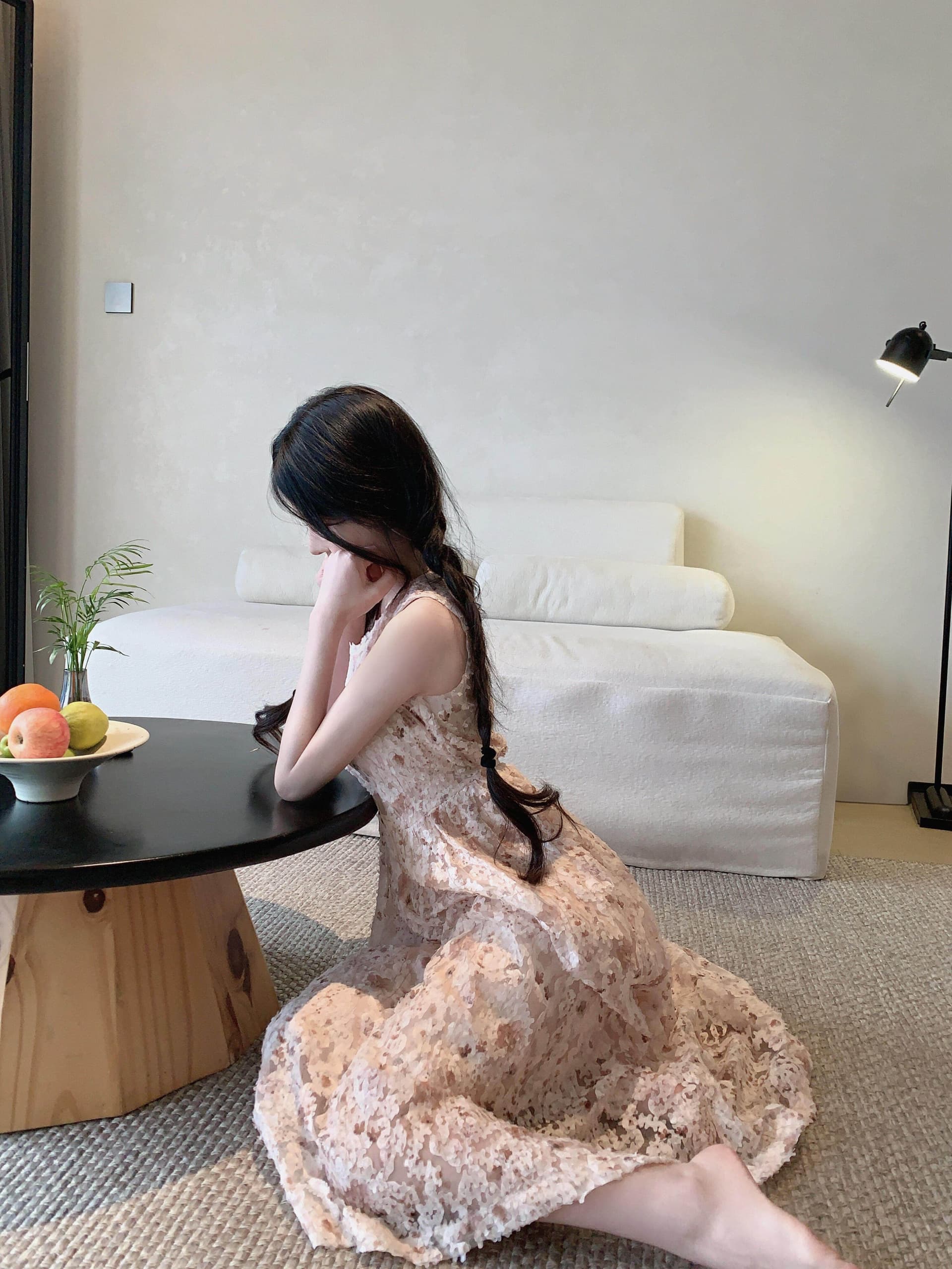 2026 부드러운 품격 꽃무늬 조끼 롱 스커트 여성 여름 아름다운 휴가 핑크색 꼬집기 허리 요정 드레스 작은 키 상세 이미지 4