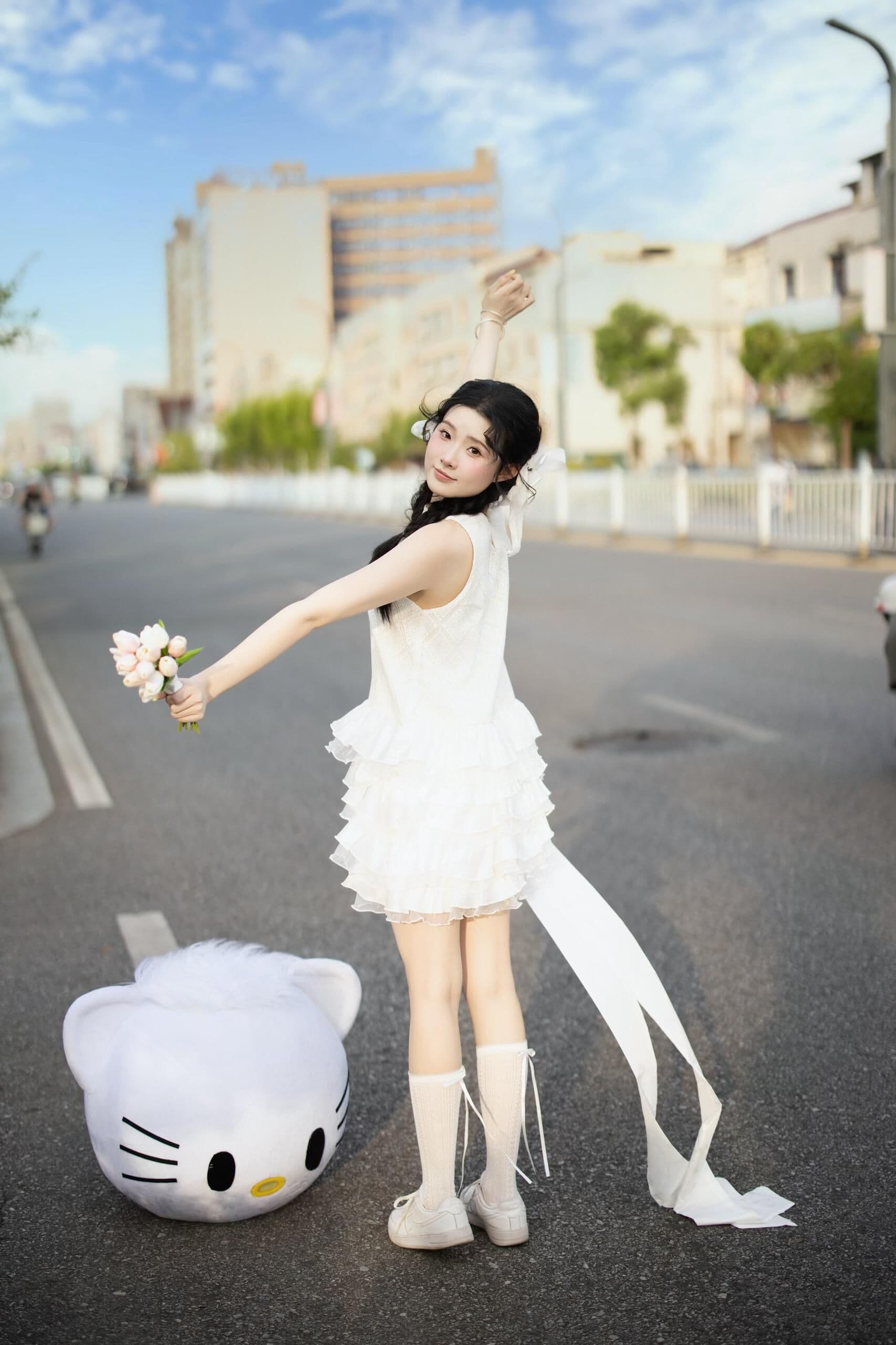 해변가 사진 찍기 아름다운 드레스 디자인 센스 작은 대중 프릴 조끼 미니 스커트 공주 케이크 드레스 생일 예복 상세 이미지 4