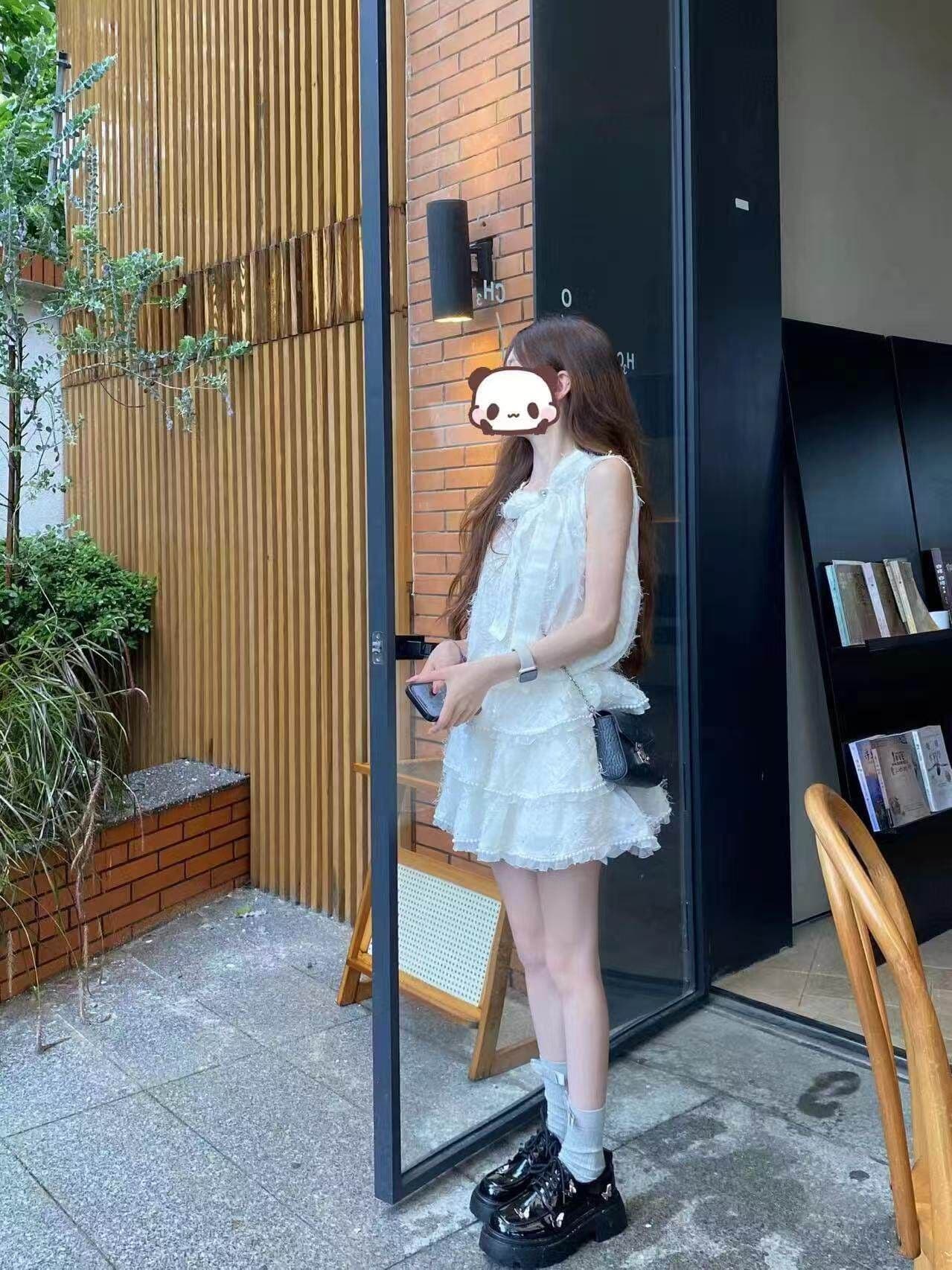 천 골드 소녀 행침 목 여성 드레스 여름 달콤함 허리 수축 공주 케이크 드레스 Chic 디자인 센스 퍼프 치마 상세 이미지 5