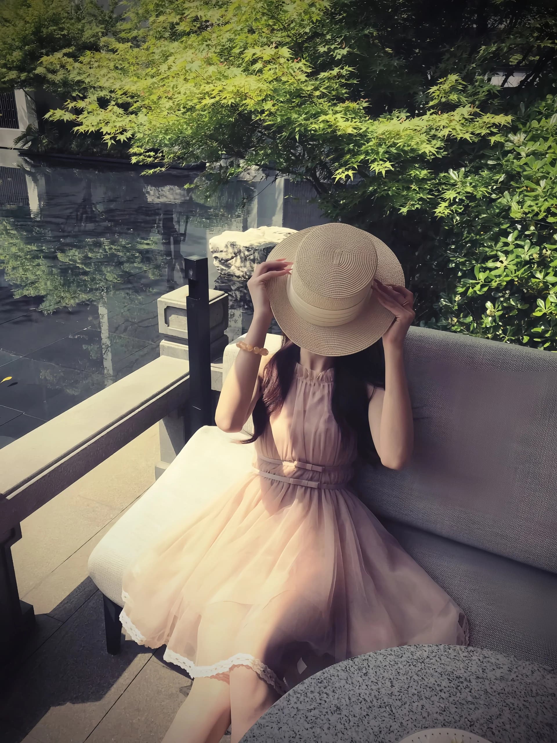 마이크로 알몸의 핑크색 행침 목 나비 매듭 불규칙 밑단 드레스 절묘한 센스 여름 슈퍼 잘 생긴 민소매 치마 상세 이미지 5