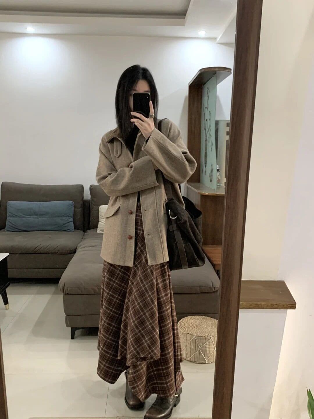품격 캐주얼 패션 레트로 고급 센스 모직 정장 코트 여성 가을 겨울철 작은 중간 길이 루즈핏 재킷 상세 이미지 1