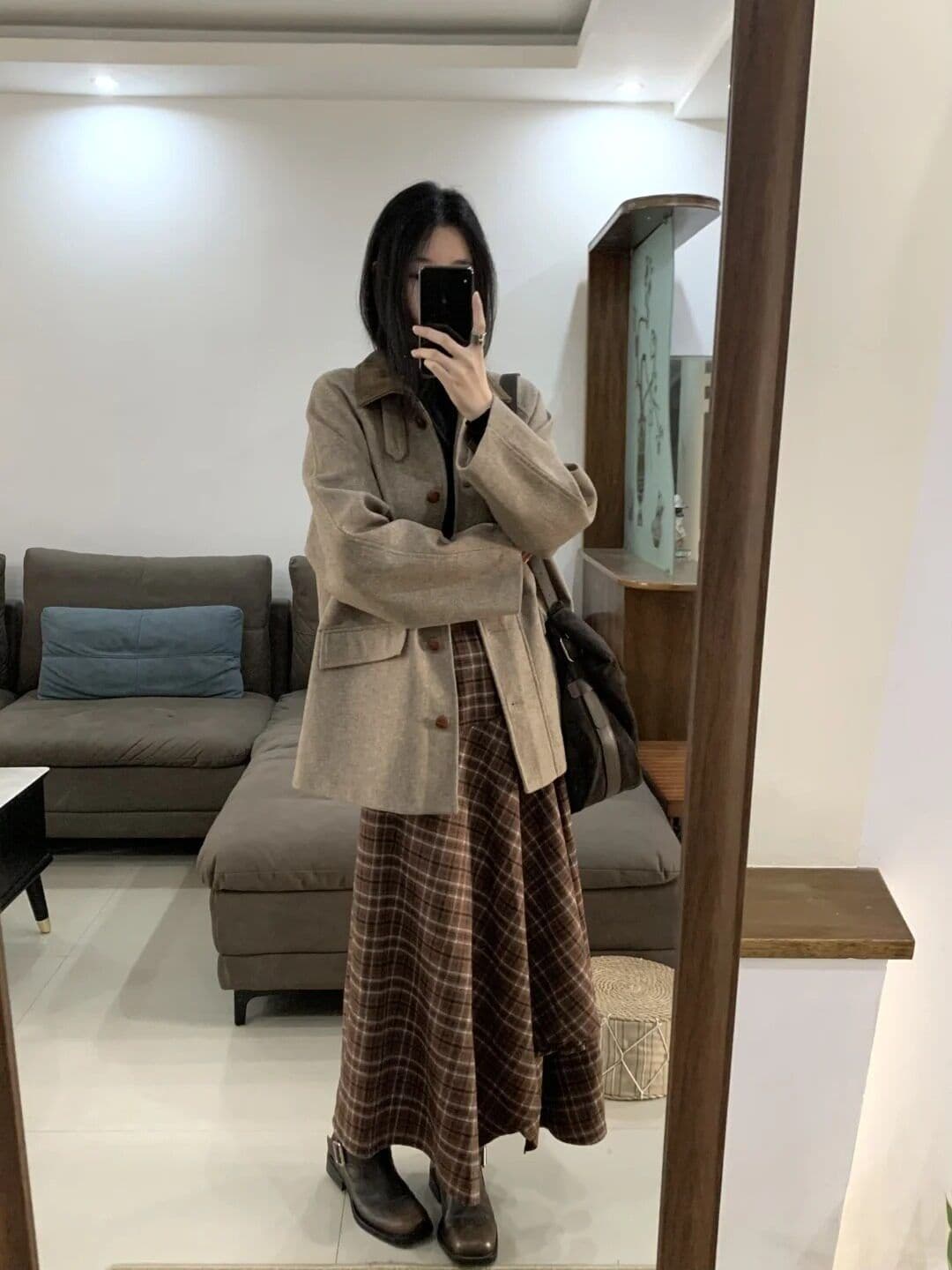 품격 캐주얼 패션 레트로 고급 센스 모직 정장 코트 여성 가을 겨울철 작은 중간 길이 루즈핏 재킷 상세 이미지 2
