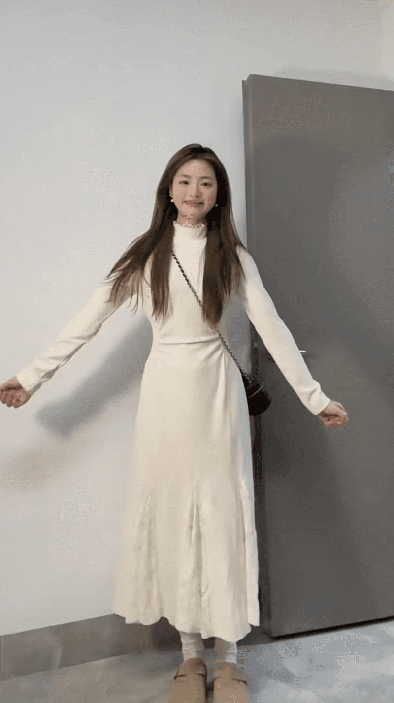 살구 색상 터틀넥 니트 여성 드레스 가을 겨울 털이 있는 경기 코트 인사이드 가져 가라. 만나는 몸매 가꾸기 인어 꼬리 스웨터 길다 치마 상세 이미지 2