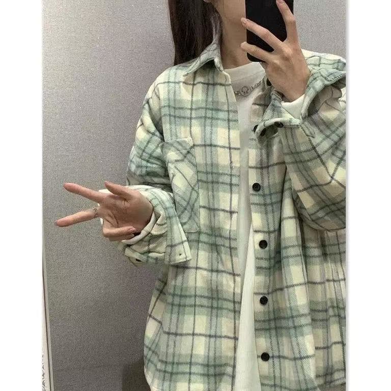 아메리칸 레트로 체크무늬 여성 셔츠 2026 새로운 봄 가을 얇은 스타일 디자인 센스 작은 대중 루즈핏 긴팔 셔츠 재킷 이미지 4