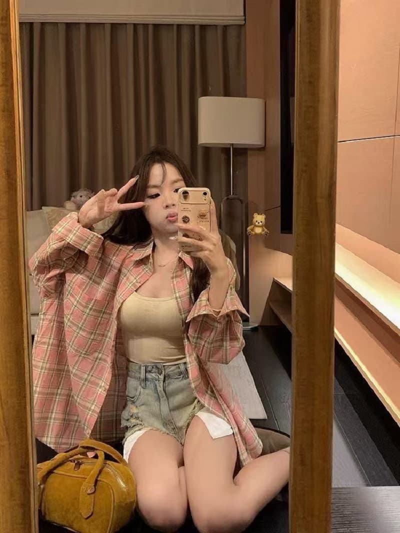 2026 새로운 아메리칸 레트로 얇은 스타일 체크무늬 긴팔 셔츠 재킷 여름 디자인 자외선 차단 오픈 가디건 루즈핏 셔츠 상세 이미지 8