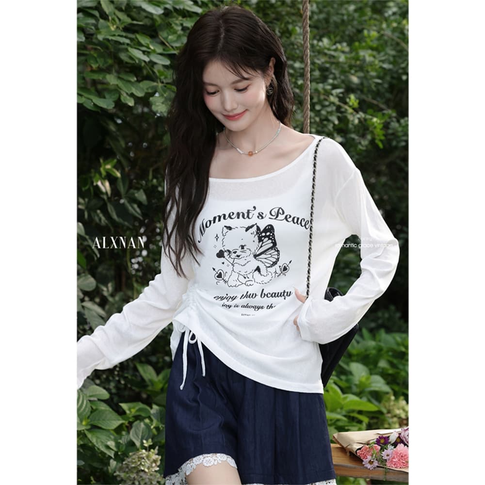 원본 품질 긴팔 루즈핏 티셔츠 여성 새로운 패션 디자인 센스 맨위