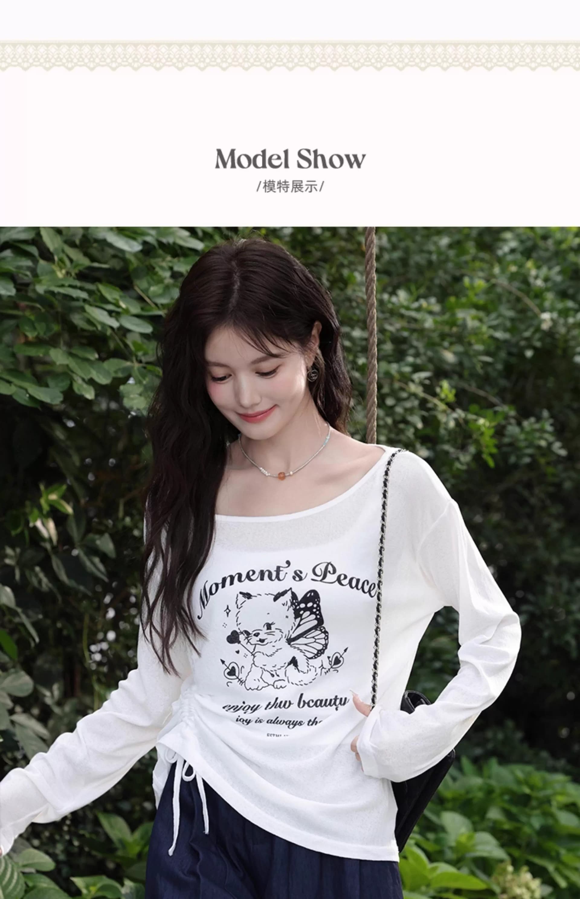 원본 품질 긴팔 루즈핏 티셔츠 여성 새로운 패션 디자인 센스 맨위 상세 이미지 4