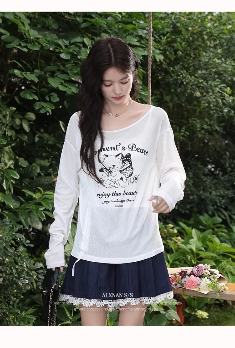 원본 품질 긴팔 루즈핏 티셔츠 여성 새로운 패션 디자인 센스 맨위 상세 이미지 7