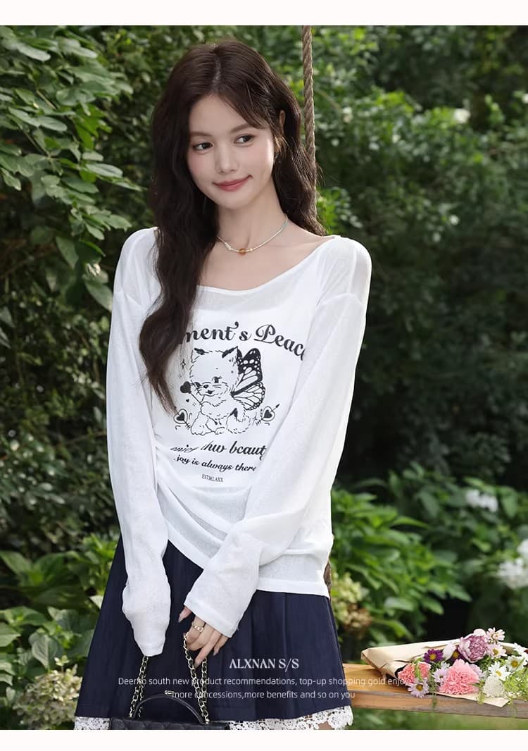 원본 품질 긴팔 루즈핏 티셔츠 여성 새로운 패션 디자인 센스 맨위 상세 이미지 11