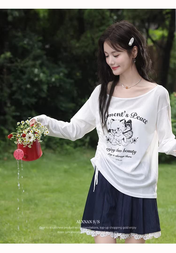 원본 품질 긴팔 루즈핏 티셔츠 여성 새로운 패션 디자인 센스 맨위 상세 이미지 15