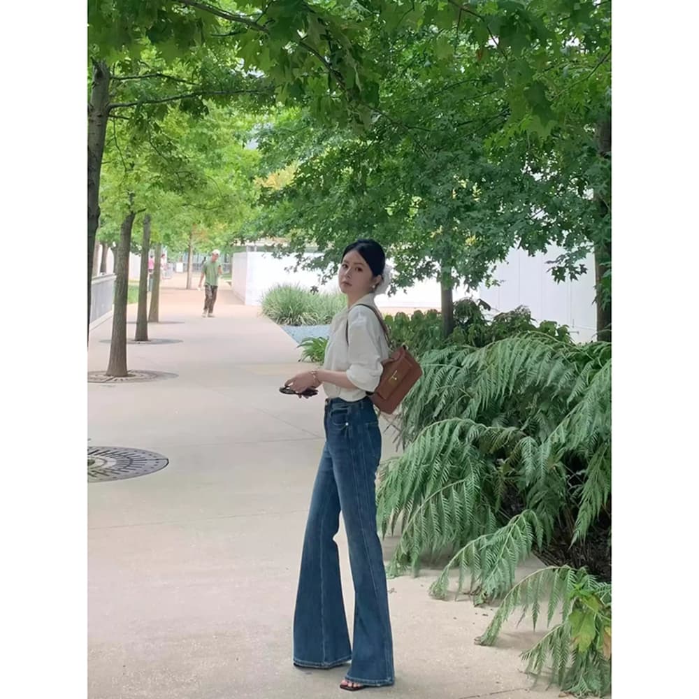 원본 품질 레이스 조각 페이크 레이어드 긴팔 셔츠 캐주얼 다용도 맨위 이미지 4