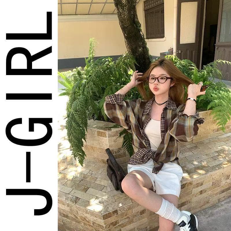 느긋한 바람 레트로 작은 대중 고급 센스 패치워크 격자 무늬 셔츠 긴팔 루즈핏 캐주얼 polo 셔츠 스택 착용 재킷 상세 이미지 11