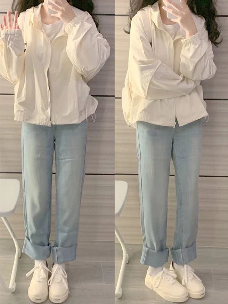 도파민 다용도 여름 자외선 차단 얼음 실크 의류 여성 새로운 후드 재킷 루즈핏 통기성 얇은 스타일 자외선 재킷 이미지 2