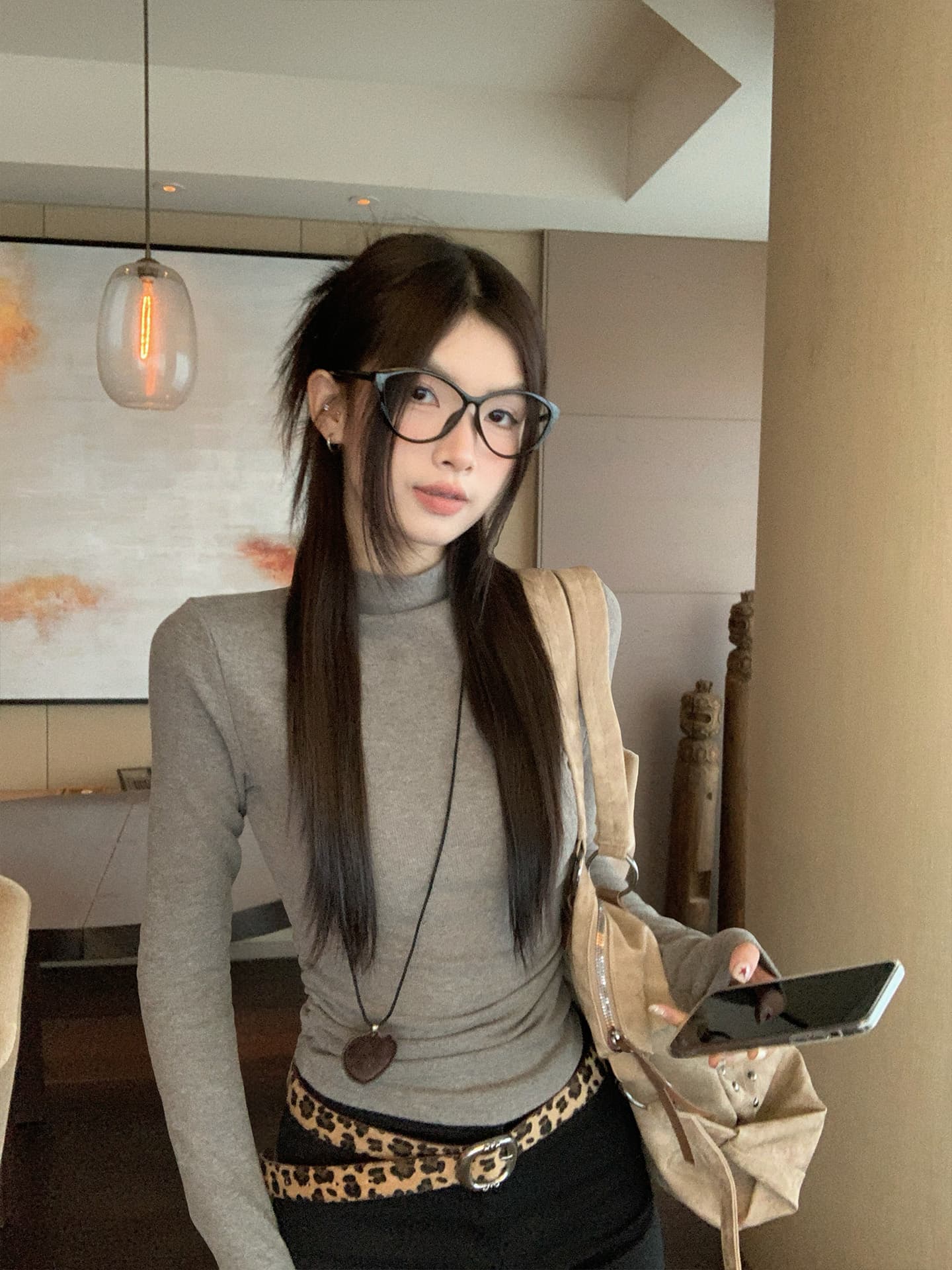 봄 가을 겨울 새로운 반하이넥 긴팔 기본 셔츠 여성 빅 사이즈 지방 mm 몸매 가꾸기 허리 수축 인사이드 가져 가라. 털이 있는 티셔츠 맨위 상세 이미지 5