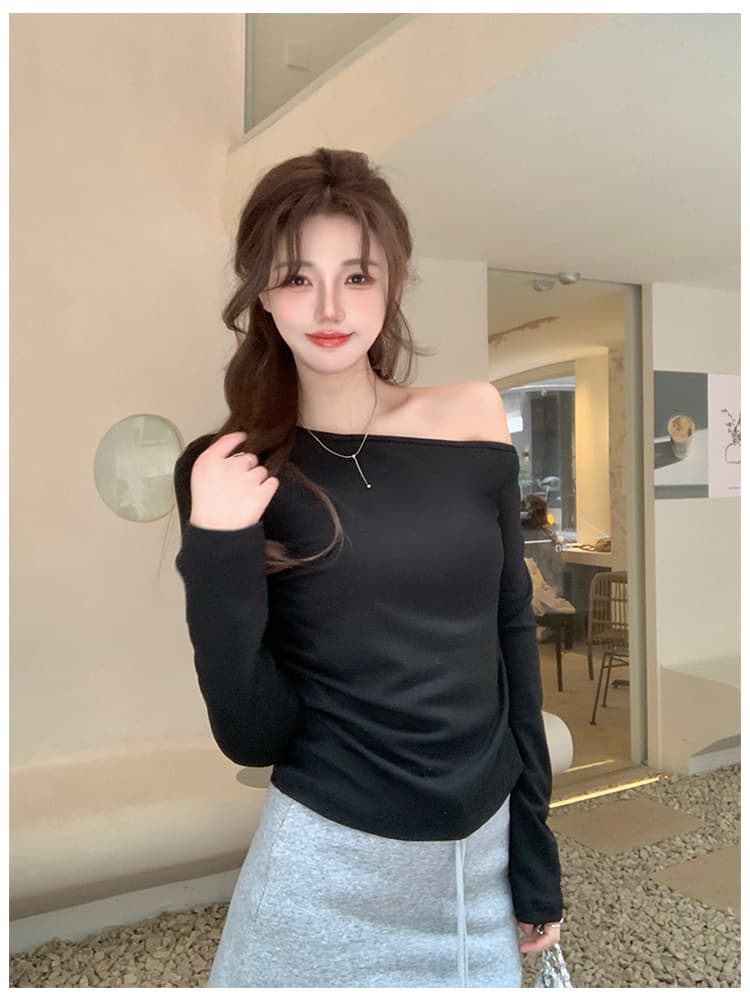 와 사고 방식 270g 2025 봄 비스듬한 어깨 개성 순수한 욕망 섹시함 핫걸 만나는 맨위 상세 이미지 3