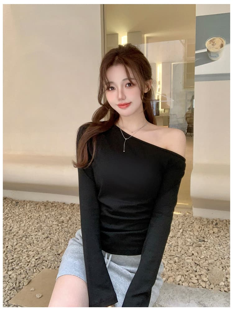 와 사고 방식 270g 2025 봄 비스듬한 어깨 개성 순수한 욕망 섹시함 핫걸 만나는 맨위 상세 이미지 7
