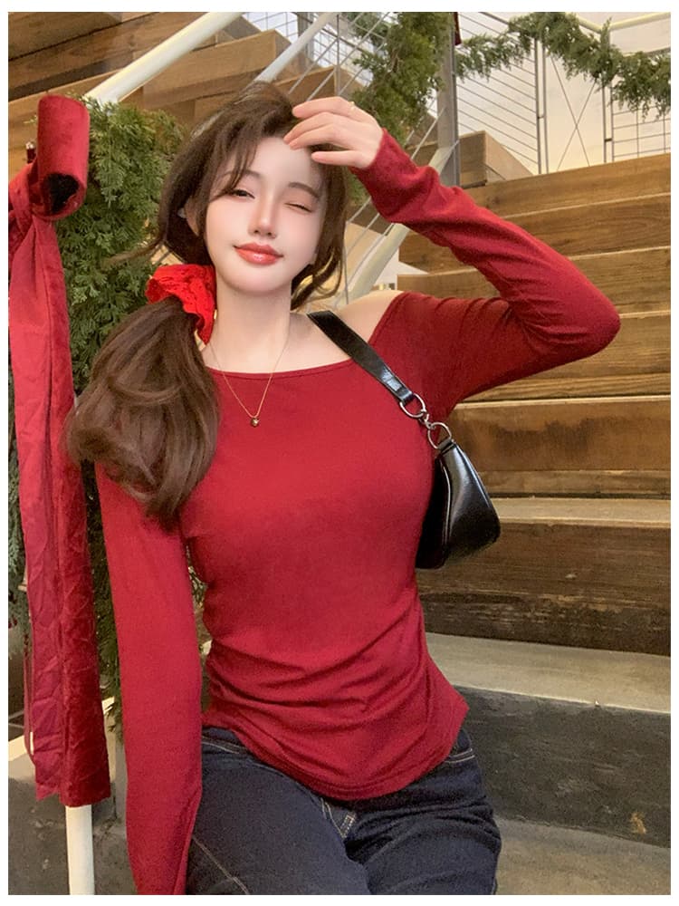 와 사고 방식 270g 2025 봄 비스듬한 어깨 개성 순수한 욕망 섹시함 핫걸 만나는 맨위 상세 이미지 15