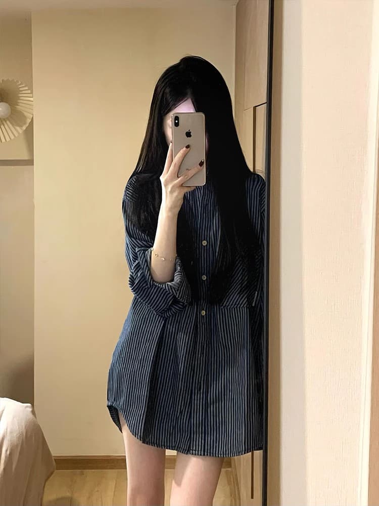 원본 포함 면 체크무늬 아메리칸 레트로 배색 격자 무늬 셔츠 이른 가을 루즈핏 긴팔 맨위 상세 이미지 2