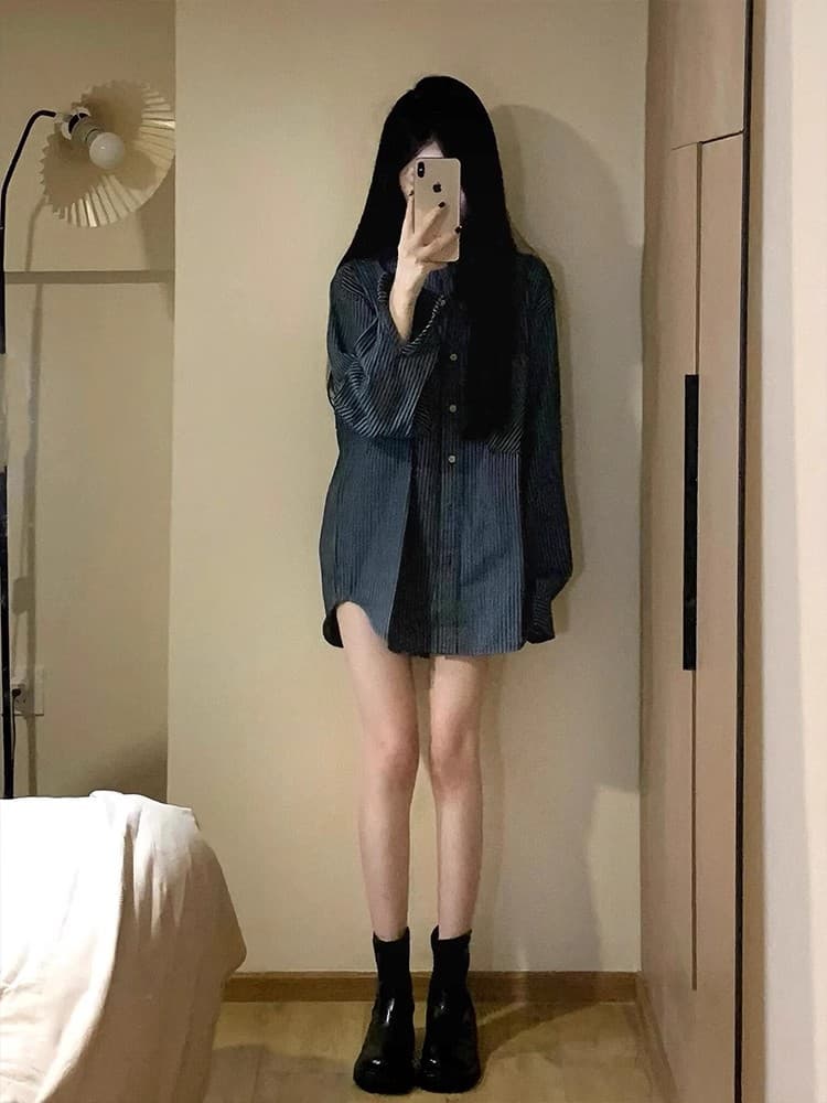 원본 포함 면 체크무늬 아메리칸 레트로 배색 격자 무늬 셔츠 이른 가을 루즈핏 긴팔 맨위 상세 이미지 4