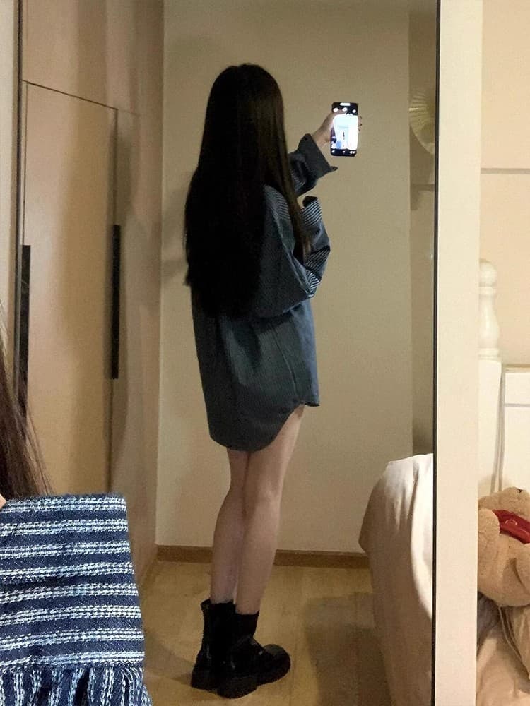 원본 포함 면 체크무늬 아메리칸 레트로 배색 격자 무늬 셔츠 이른 가을 루즈핏 긴팔 맨위 상세 이미지 5