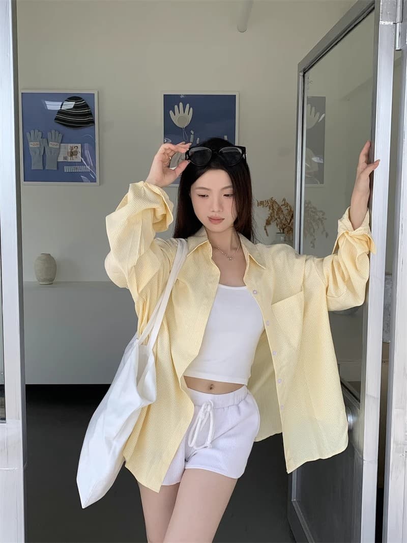 느슨함 센스 레트로 파란색 긴팔 격자 무늬 셔츠 맨위 여성 봄 가을 새로운 루즈핏 인사이드 가져 가라. Chic 셔츠 재킷 상세 이미지 14