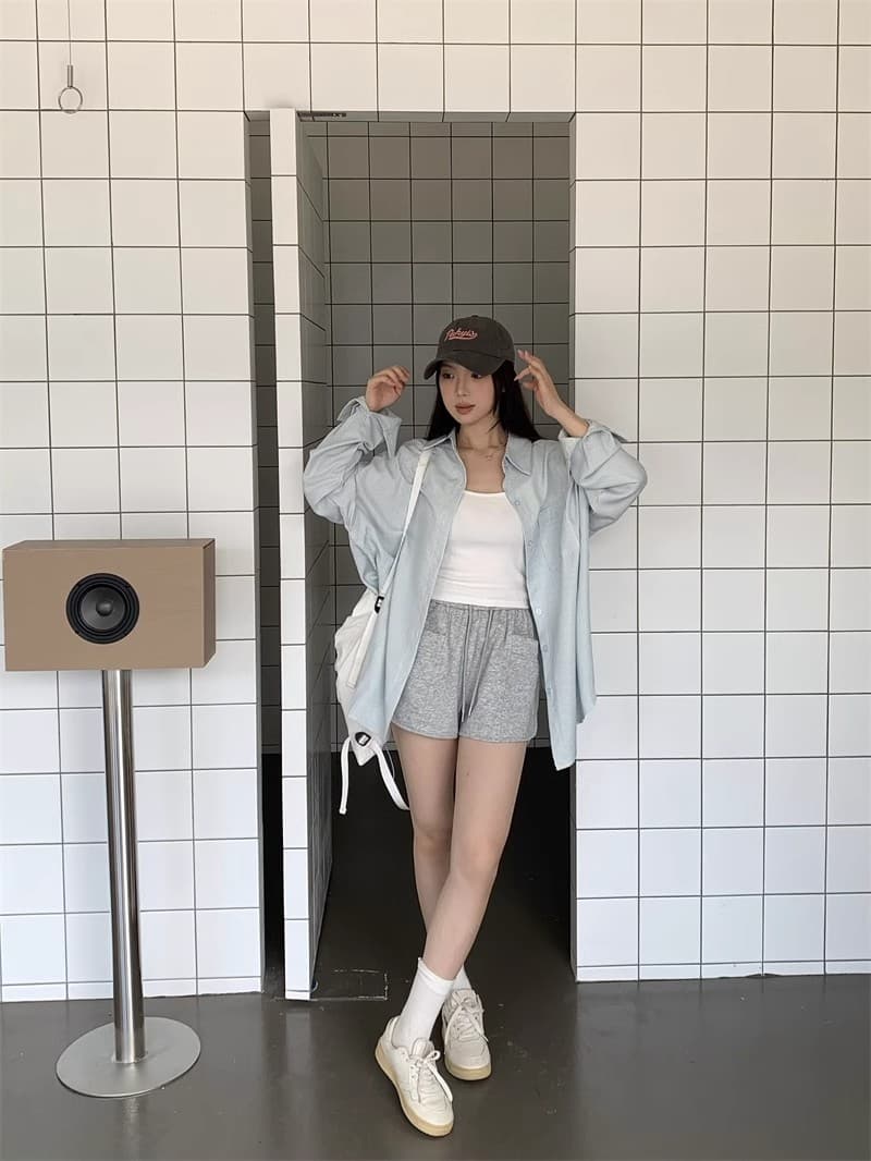 느슨함 센스 레트로 파란색 긴팔 격자 무늬 셔츠 맨위 여성 봄 가을 새로운 루즈핏 인사이드 가져 가라. Chic 셔츠 재킷 상세 이미지 22