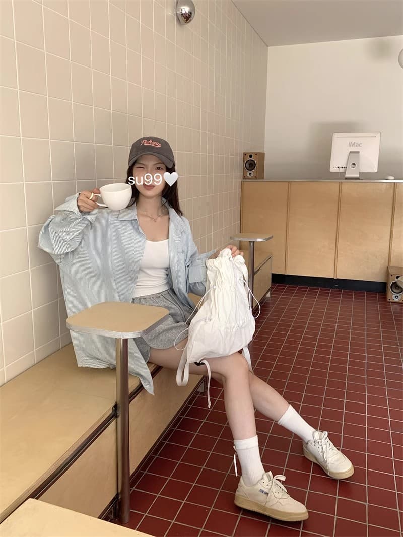 느슨함 센스 레트로 파란색 긴팔 격자 무늬 셔츠 맨위 여성 봄 가을 새로운 루즈핏 인사이드 가져 가라. Chic 셔츠 재킷 상세 이미지 28