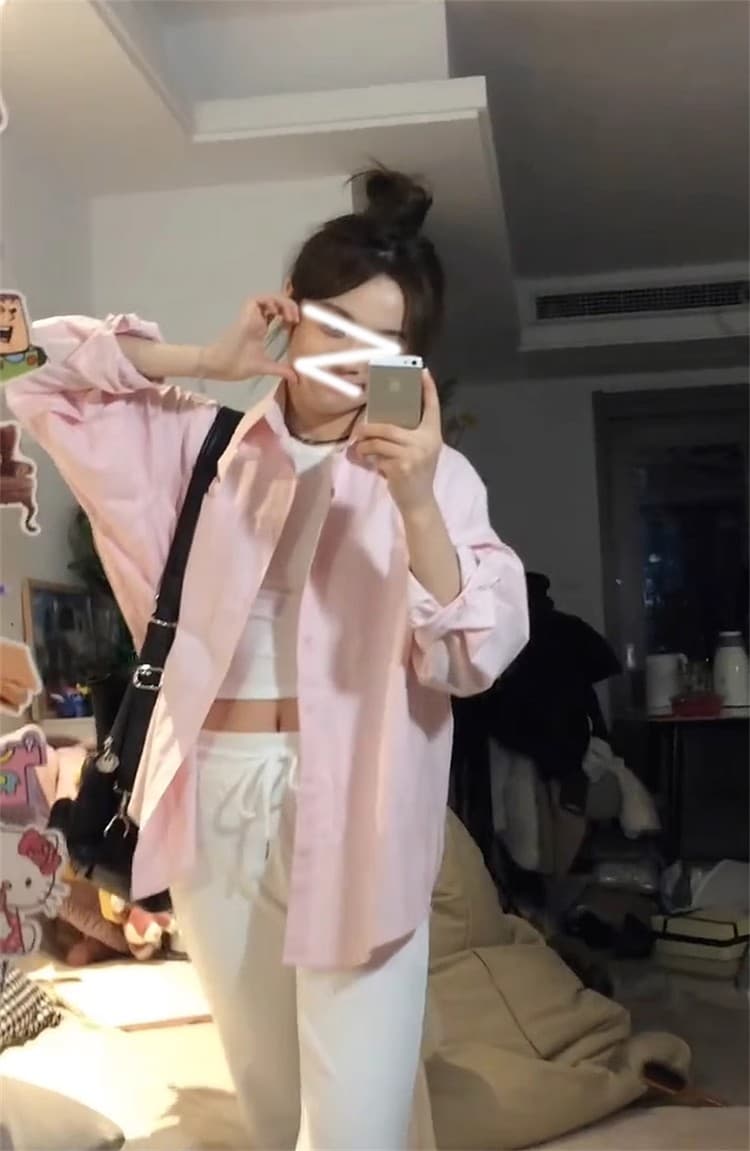 핑크색 셔츠 셔츠 여성 코트 가을 2025 새로운 프랑스식 디자인 센스 작은 대중 품격 루즈핏 맨위 상세 이미지 8