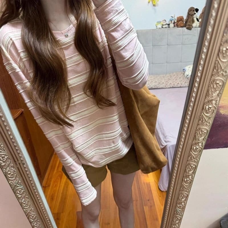 원본 솜씨 광저우 원단 긴팔 티셔츠 여성 이미지 5
