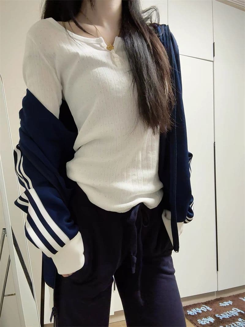 패키지 코어 실 세 단추 긍정적 인 어깨 긴팔 티셔츠 2026 새로운 몸매 가꾸기 인사이드 가져 가라. 만나는 맨위 상세 이미지 6