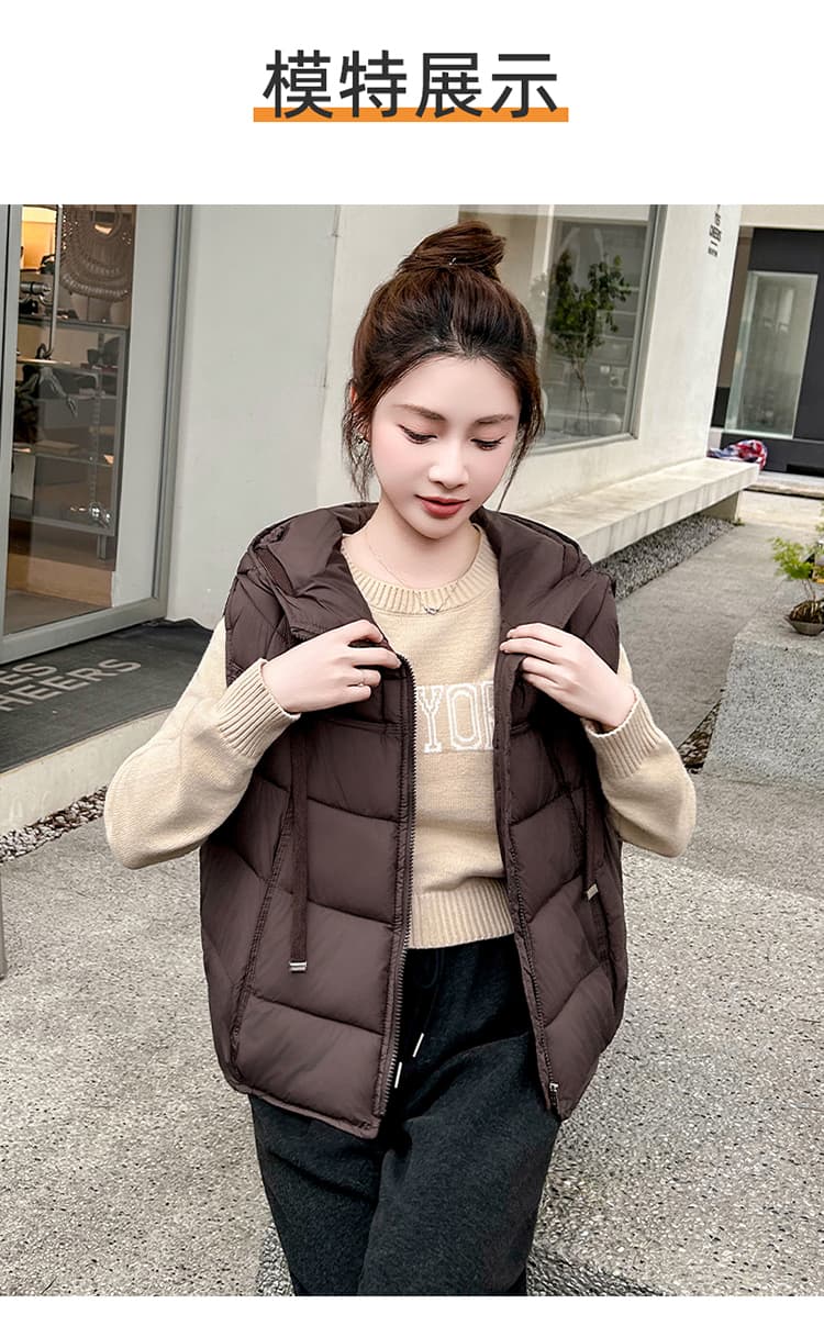자이언트 잘 생긴 황색 아래 면화 의류 조끼 여자 외출용 2026 겨울 슈퍼 조끼 내피 다용도 재킷 상세 이미지 11