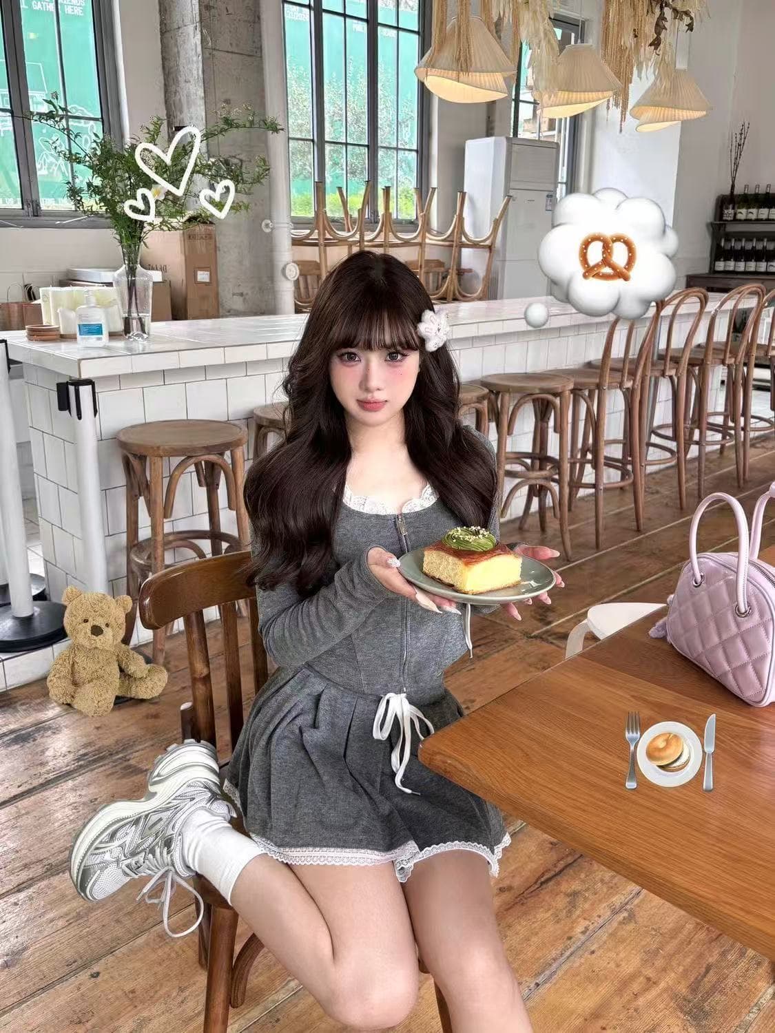 사람들 면 260 그램 레이스 패치워크 긴팔 여성 코트 2025 조기 상세 이미지 2