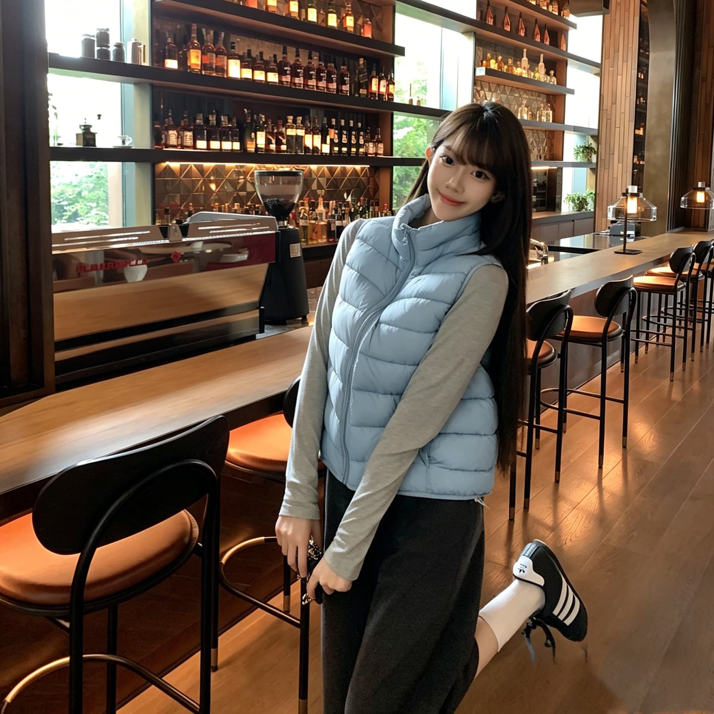 실사 2026 스탠드 칼라 쇼트 스타일 아래 면화 의류 베스트 디자인 센스 루즈핏 슬림해 보이는 작은 키 민소매 재킷