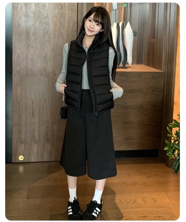 실사 2026 스탠드 칼라 쇼트 스타일 아래 면화 의류 베스트 디자인 센스 루즈핏 슬림해 보이는 작은 키 민소매 재킷 상세 이미지 43