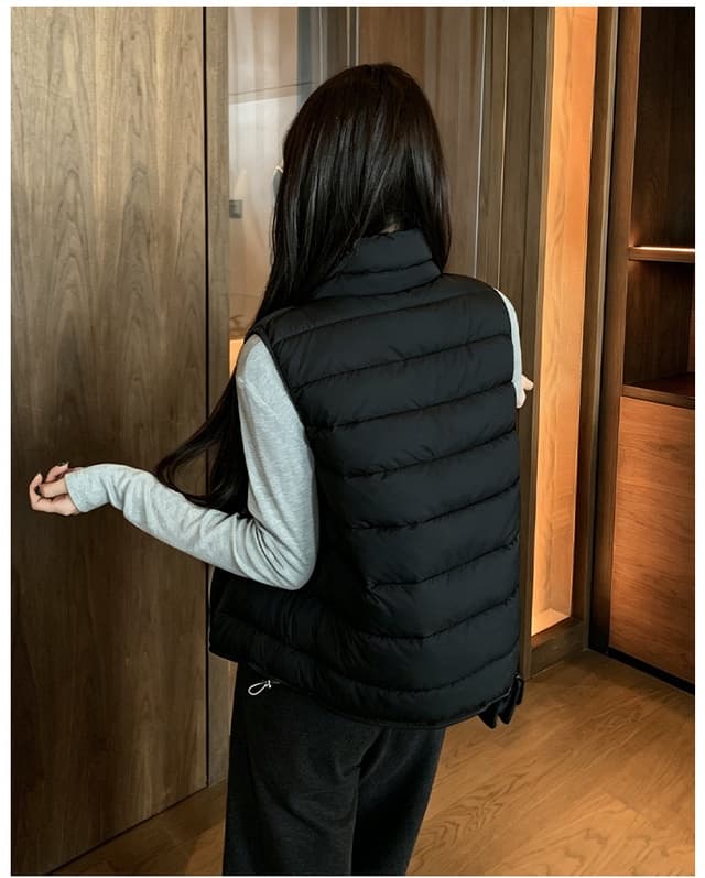 실사 2026 스탠드 칼라 쇼트 스타일 아래 면화 의류 베스트 디자인 센스 루즈핏 슬림해 보이는 작은 키 민소매 재킷 상세 이미지 44