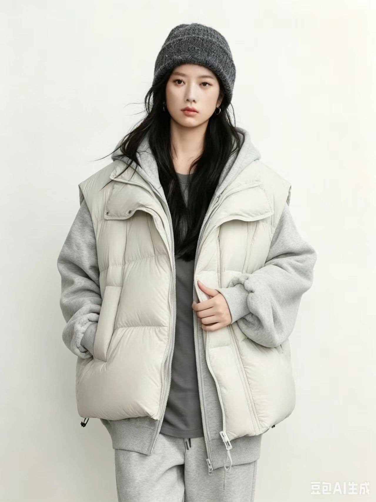 2026 년 가을 겨울철 새로운 빅 사이즈 한국 스타일 레트로 다용도 루즈핏 슬림해 보이는 더블 지퍼 다운 코튼 조끼