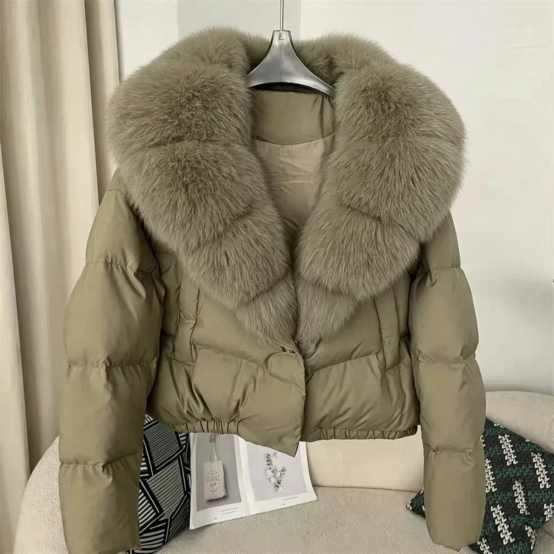 큰 모피 칼라 두꺼운 아래 면화 의류 새로운 겨울 면 옷 재킷 외국 가스 연령 감소 패딩 재킷 쇼트 스타일 목화 진딧물 이미지 4