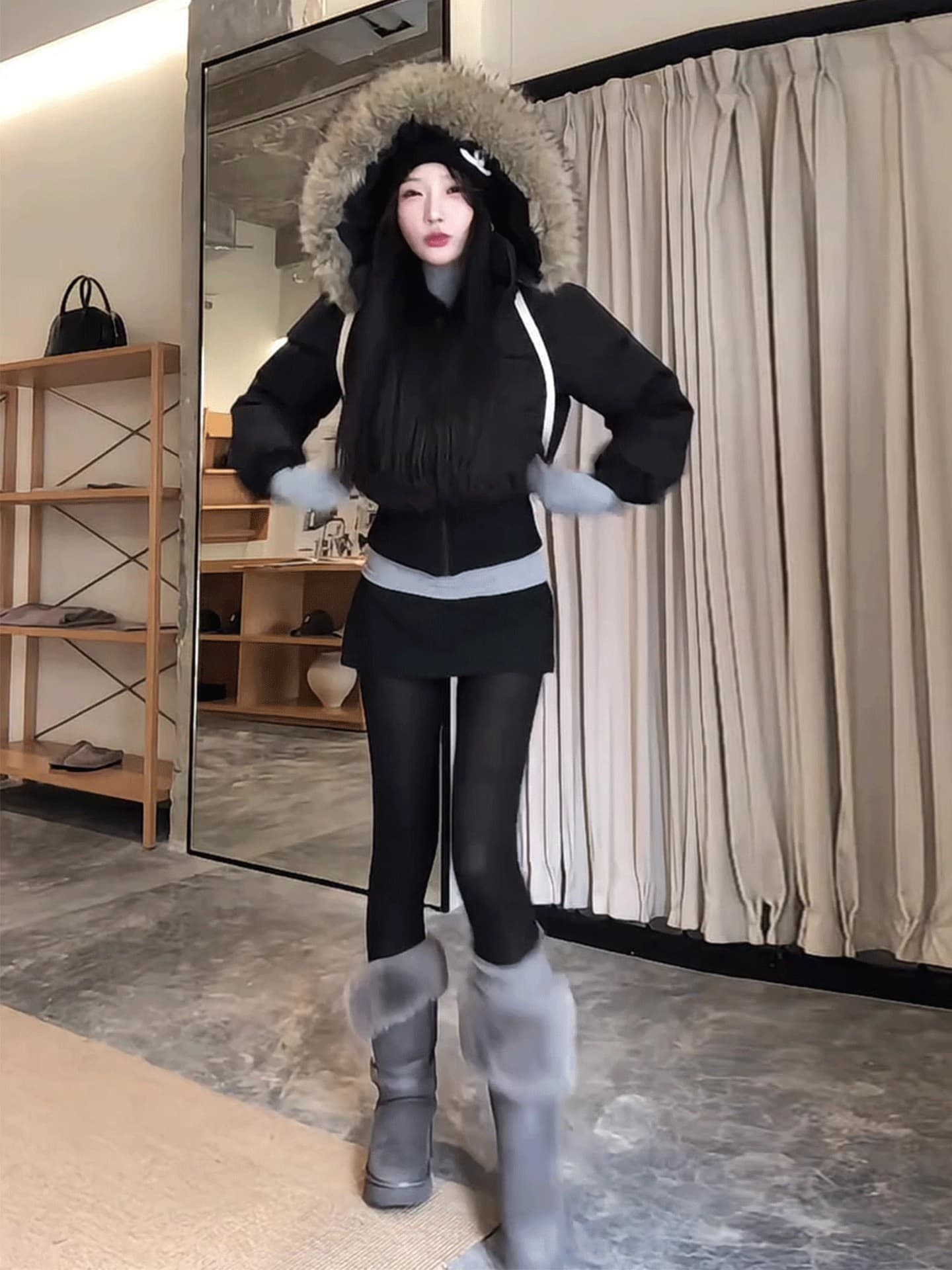 새로운 슈퍼 잘 생긴 한 부서 보온 두꺼운 면 의류 쇼트 스타일 검정색 여성 코트 상세 이미지 4