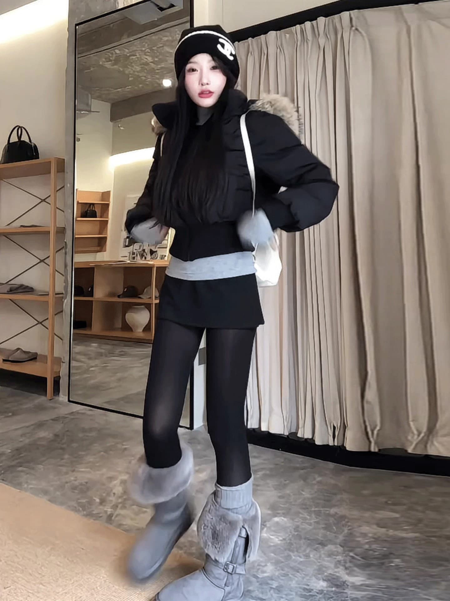 새로운 슈퍼 잘 생긴 한 부서 보온 두꺼운 면 의류 쇼트 스타일 검정색 여성 코트 상세 이미지 5