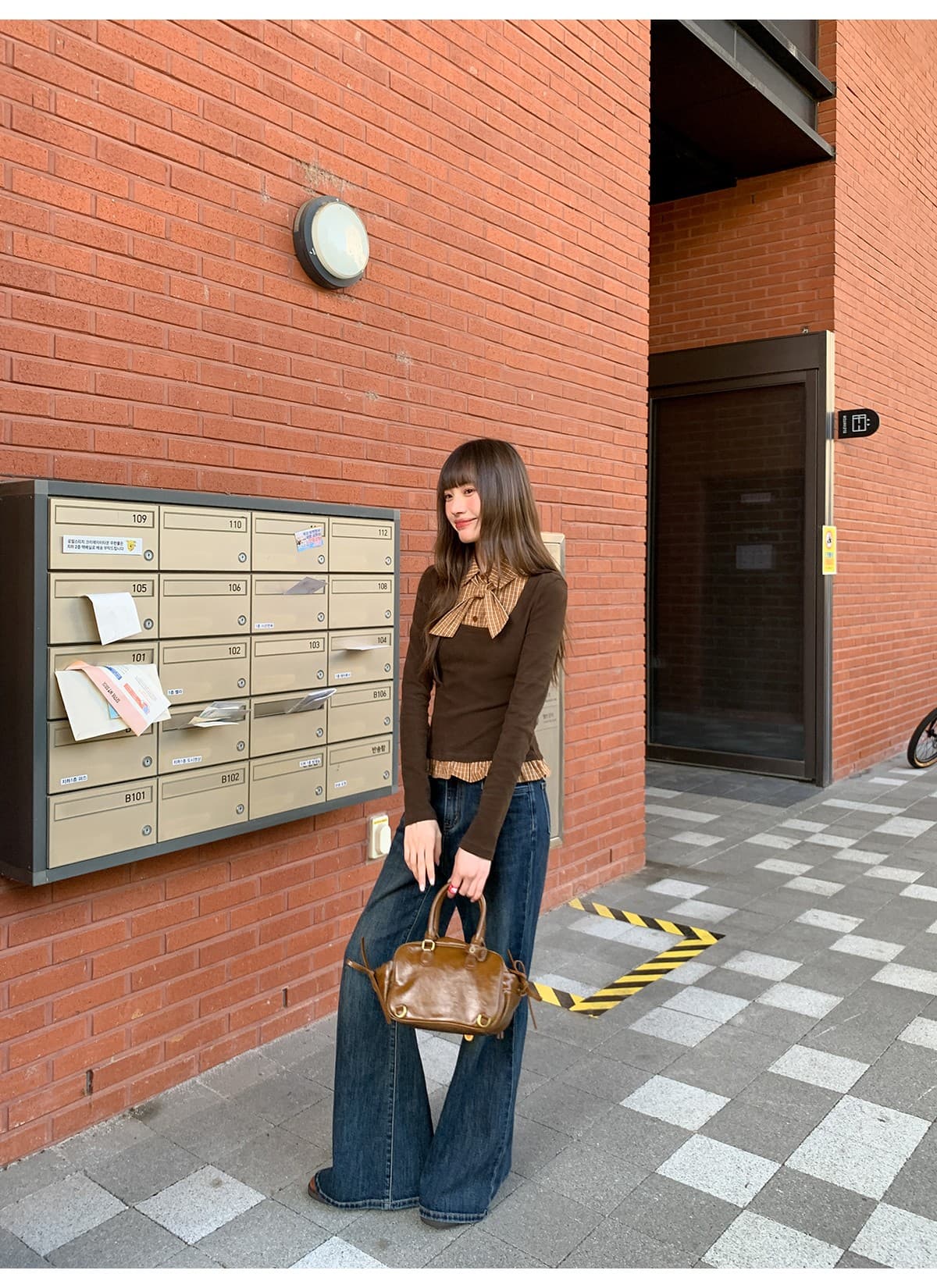 페이크 레이어드 패치워크 긴팔 티셔츠 여성 가을 겨울 새로운 스트랩 작은 셔츠 작은 대중 몸매 가꾸기 체크무늬 맨위 상세 이미지 12