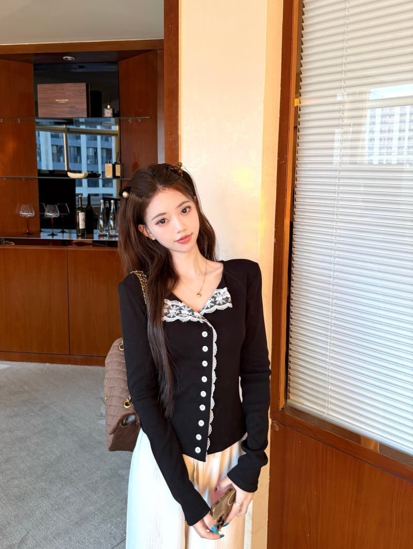 긴팔 티셔츠 여성 가을 겨울 새로운 스트랩 작은 셔츠 작은 대중 몸매 가꾸기 체크무늬 맨위 상세 이미지 3