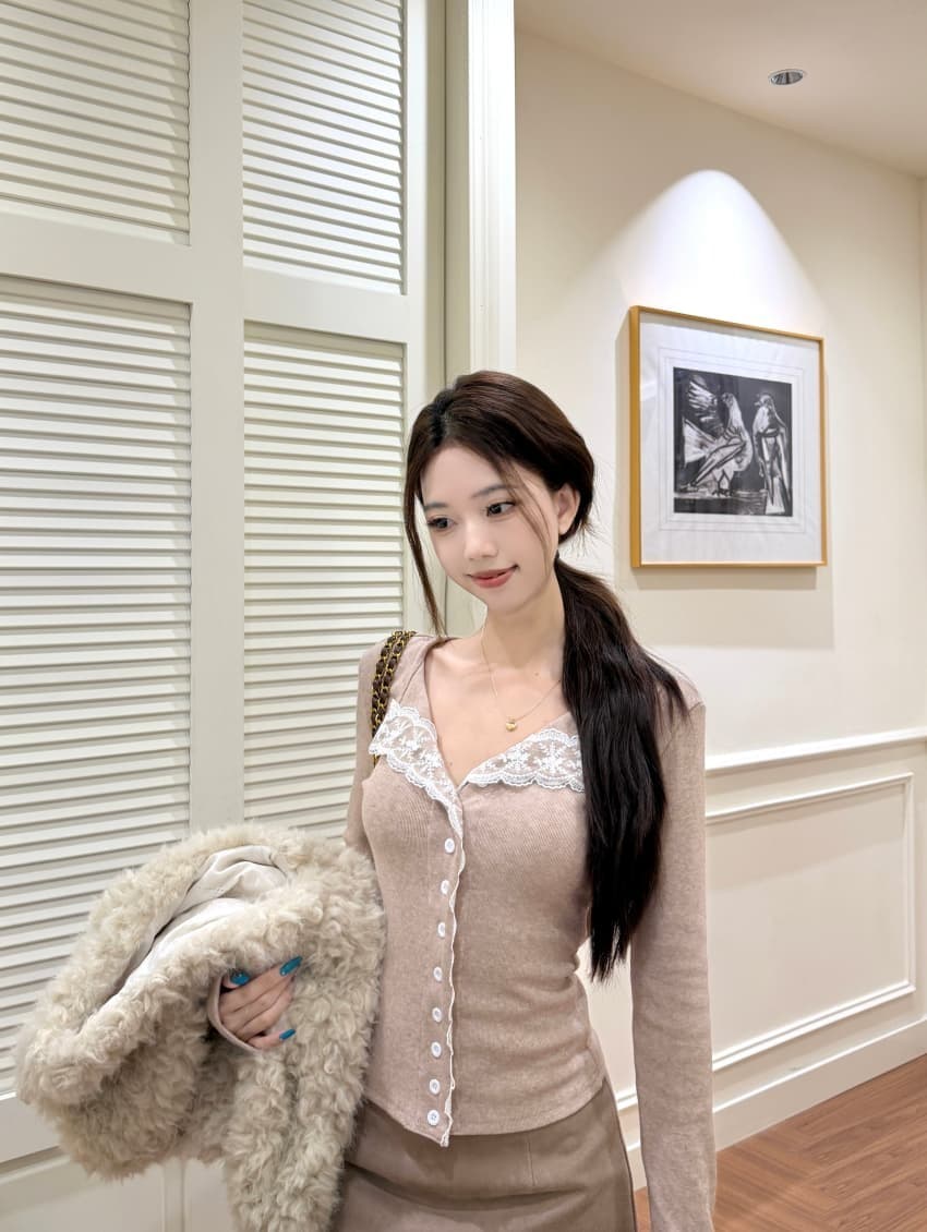 긴팔 티셔츠 여성 가을 겨울 새로운 스트랩 작은 셔츠 작은 대중 몸매 가꾸기 체크무늬 맨위 상세 이미지 26