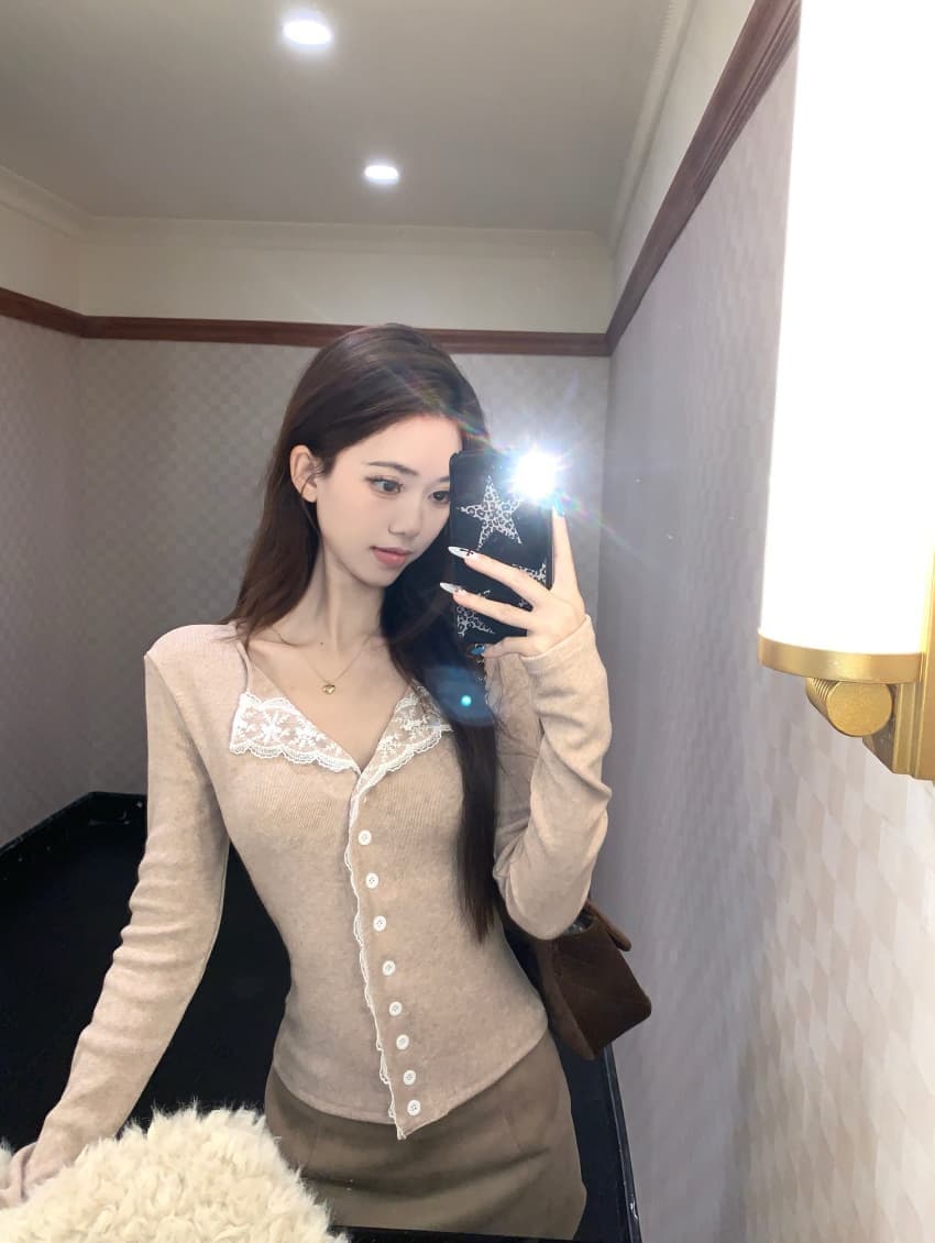 긴팔 티셔츠 여성 가을 겨울 새로운 스트랩 작은 셔츠 작은 대중 몸매 가꾸기 체크무늬 맨위 상세 이미지 29