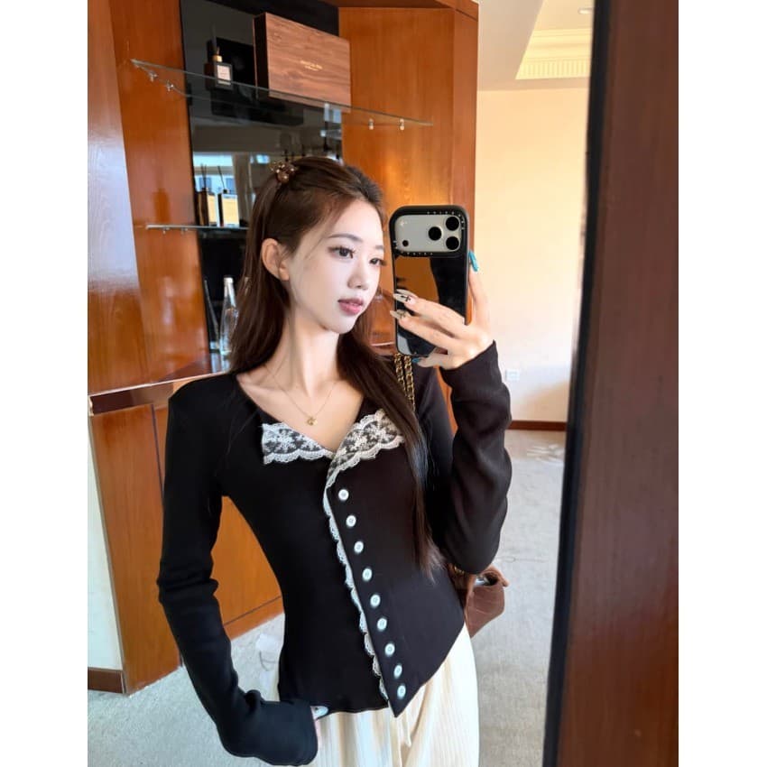 긴팔 티셔츠 여성 가을 겨울 새로운 스트랩 작은 셔츠 작은 대중 몸매 가꾸기 체크무늬 맨위 상세 이미지 34